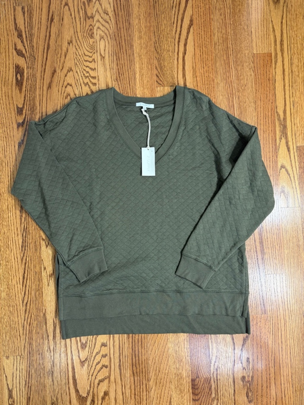NWT Z Supply Quilted Modern V-Neck Weekender Pullover in Kelp sz Small - Picture 3 of 7